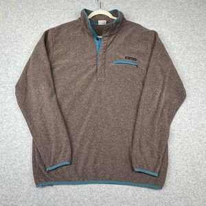 Columbia Pullover Sweater Mens L Brown Blue‎ Trim Fleece Quarter Snap-T Outdoor